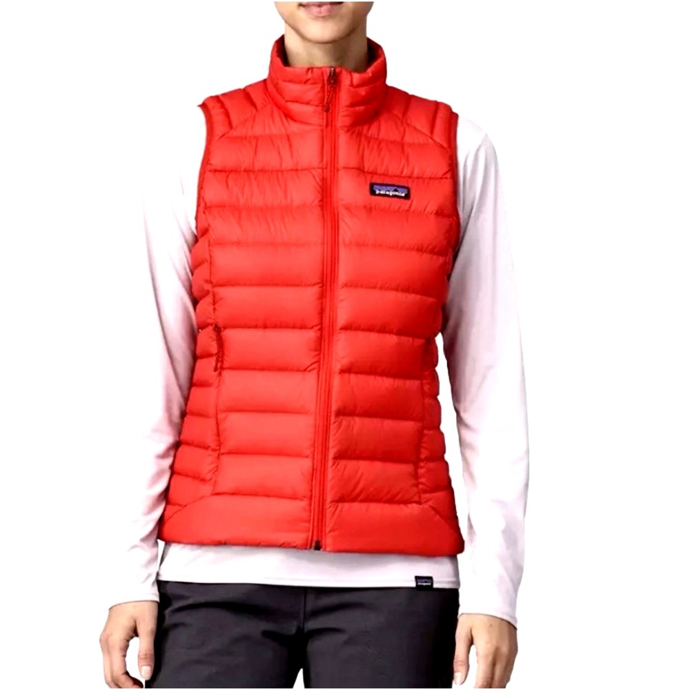 NEW! Patagonia Puffer Goose Down Sweater Vest Full Zip Red Women's SZ XS